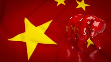 de rood beer Aan China vlag voor Chinese bedrijf crisis 3d renderen foto