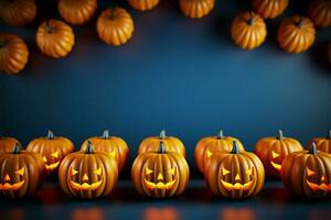 simplistisch halloween achtergrond versierd met een elegant pompoen illustratie ai gegenereerd foto