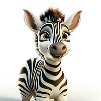 3d tekenfilm schattig zebra ai foto