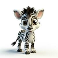 3d tekenfilm schattig zebra ai foto