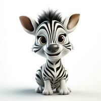 3d tekenfilm schattig zebra ai foto