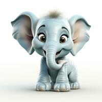 3d tekenfilm schattig olifant ai foto