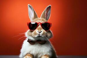 konijn dons elegant bril tegen een geïsoleerd backdrop ai gegenereerd foto