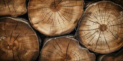 houten natuurlijk gezaagd logboeken net zo achtergrond. gemaakt met ai gereedschap foto