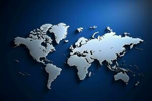 globaal canvas. blauw wereld kaart perfect voor spandoeken, dynamisch presentaties ai gegenereerd foto