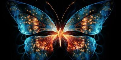 ai gegenereerd. ai generatief. fractal x-ray gloeiend vlinder insect kever decoratief sjabloon. grafisch kunst foto