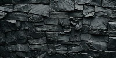 ai gegenereerd. ai generatief. zwart grijs brock rots marmeren steen muur decoratie achtergrond. grafisch kunst foto