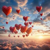 hartvormig heet lucht ballonnen in de lucht foto