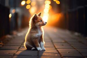 detailopname van schattig hond met mooi bokeh achtergrond, generatief ai illustratie foto