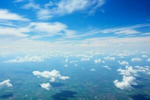 rustig achtergrond. getextureerde wolken in blauw lucht creëren sereen atmosfeer ai gegenereerd foto