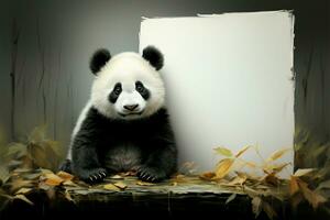 panda's leeg poster een canvas, anticipeert artistiek verhalen naar ontvouwen ai gegenereerd foto