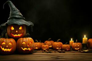 bouwen een spookachtig nog uitnodigend gelukkig halloween banier ontwerp ai gegenereerd foto