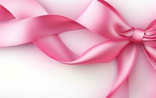 roze lint borst kanker Aan roze achtergrond, wereld borst kanker dag foto