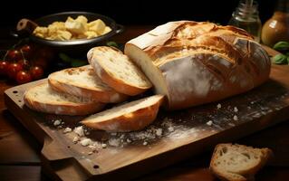 Italiaans brood Product schoten - culinaire uitmuntendheid. generatief door ai foto