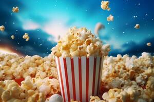 popcorn middelpunt in een theater sfeer. generatief door ai foto
