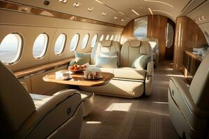 een luxe interieur in modern bedrijf jets. generatief door ai foto