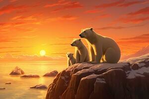 Canadees arctisch polair beer familie. generatief door ai foto