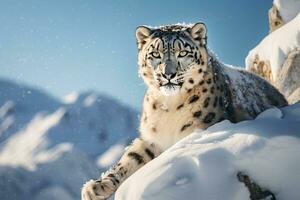 bevallig schoonheid tegen een sneeuw achtergrond. generatief door ai foto