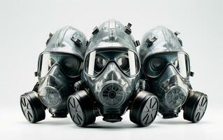 gas- maskers Aan een wit achtergrond. generatief door ai foto
