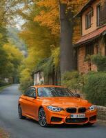 BMW auto Aan de kant van de stad weg ai foto