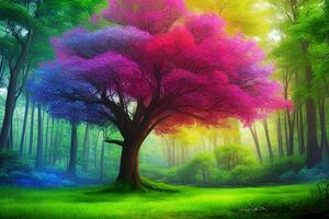 kleurrijk boom natuurlijk landschap magie stijl tafereel foto