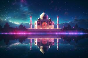 taj mahal met reflectie in de vijver. 3d weergave. ai gegenereerd pro foto