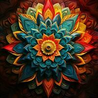 abstract kleurrijk mandala Aan een donker achtergrond. ai gegenereerd. ai gegenereerd pro foto