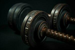 halters Aan een tafel in een Sportschool. selectief focus. afgezwakt. ai gegenereerd pro foto