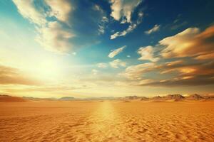 aarde weg in de midden- van de woestijn, woestijn weg in de Sahara woestijn. ai gegenereerd pro foto