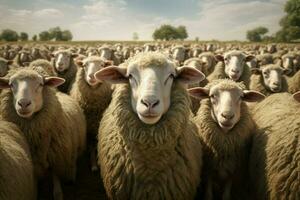 kudde van schapen Aan een boerderij in de platteland in de nederland. ai gegenereerd pro foto