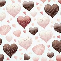 chocola snoepjes in de het formulier van harten. Valentijnsdag dag achtergrond. ai gegenereerd foto