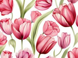 tulpen bloem achtergrond ontwerp. waterverf illustratie. ai gegenereerd foto