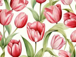 tulpen bloem achtergrond ontwerp. waterverf illustratie. ai gegenereerd foto