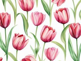 tulpen bloem achtergrond ontwerp. waterverf illustratie. ai gegenereerd foto