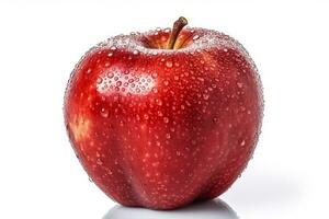 rood appel met water druppels Aan wit achtergrond.generatief ai. foto