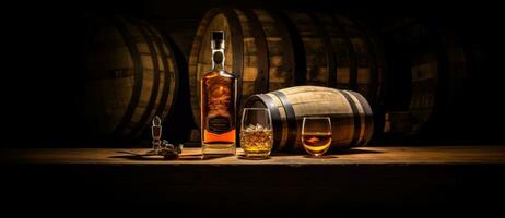 whisky bril, flessen en vaten foto