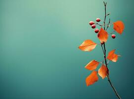 herfstbladeren op blauwe hemelachtergrond foto