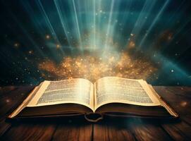 Open Bijbel met sunlights foto