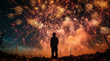 vuurwerk verlichting in nacht lucht foto