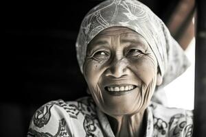 senior vrouw glimlachen in een middag foto