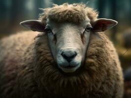 schapen portret gemaakt met generatief ai technologie foto