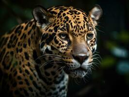 jaguar portret dichtbij omhoog gemaakt met generatief ai technologie foto