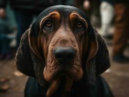 zwart bloedhond hond gemaakt met generatief ai technologie foto