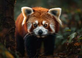 rood panda portret gemaakt met generatief ai technologie foto
