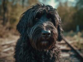 zwart Russisch terriër hond gemaakt met generatief ai technologie foto