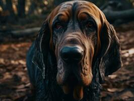 zwart bloedhond hond gemaakt met generatief ai technologie foto