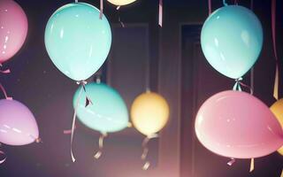 levendig pastel kleur ballonnen verlichten speels creaties ai gegenereerd foto