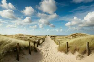 zand pad strand. genereren ai foto