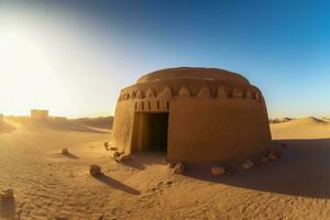 woestijn graf Arabisch zonsondergang. genereren ai foto