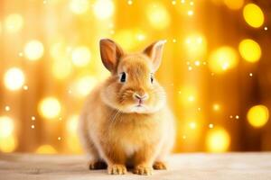 detailopname van schattig konijn met mooi bokeh achtergrond, generatief ai illustratie foto